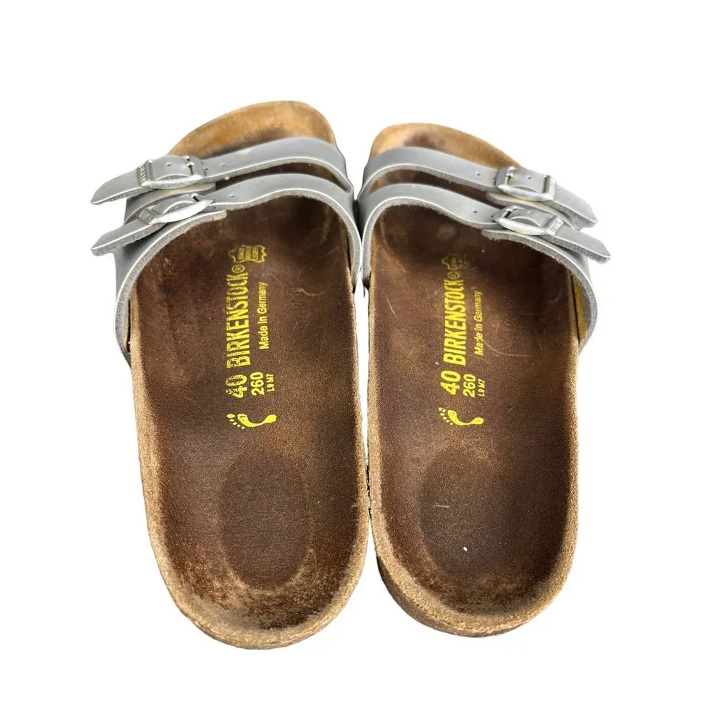 Birkenstock Women’s Silver Two-Strap Sandals